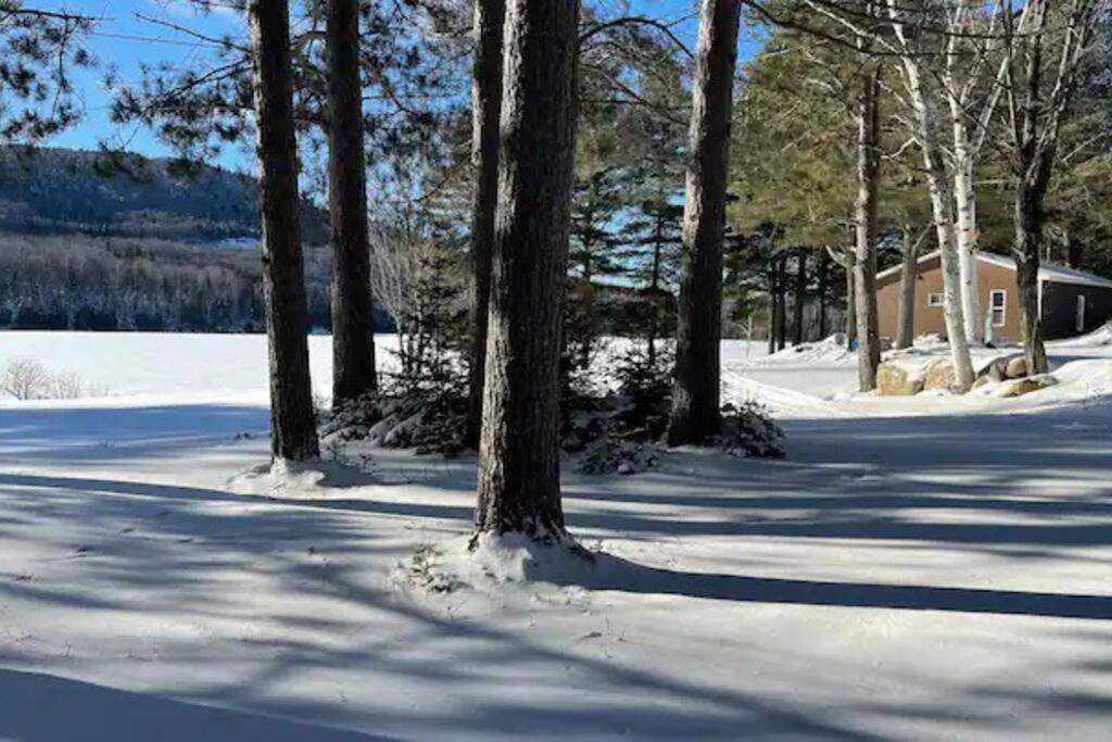 Chalet le Huard directement au bord du lac Saint-Zénon Extérieur photo